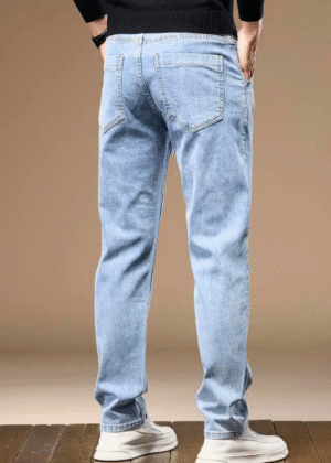 Men’s regular fit light blue jeans – straight-leg denim pants for men, casual everyday wear, breathable cotton, all sizes available, wholesale supplier India